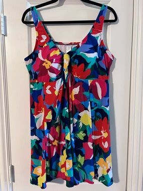Bright Multicolor Floral Swim Dress